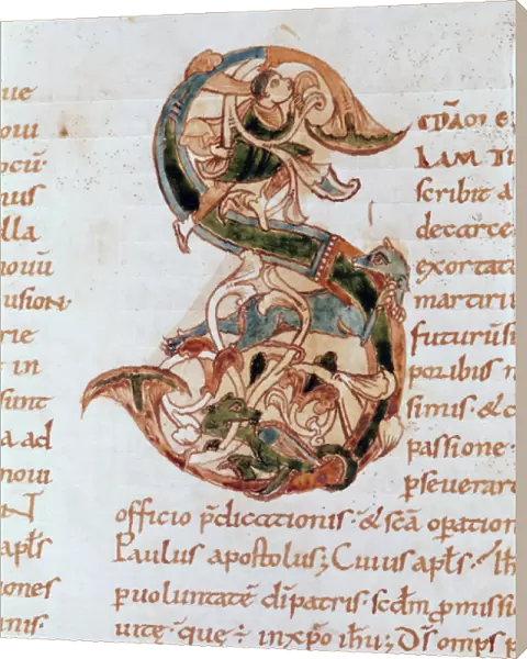 Ms 67 fol. 195 Historiated initial S, from the Commentary on the Epistles of St