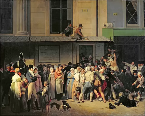 The Entrance to the Theatre de l Ambigu-Comique before a Free Performance, 1819