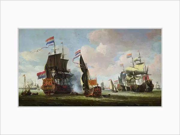 The Arrival of Michiel Adriaanszoon de Ruyter (1607-76) in Amsterdam (oil on canvas)