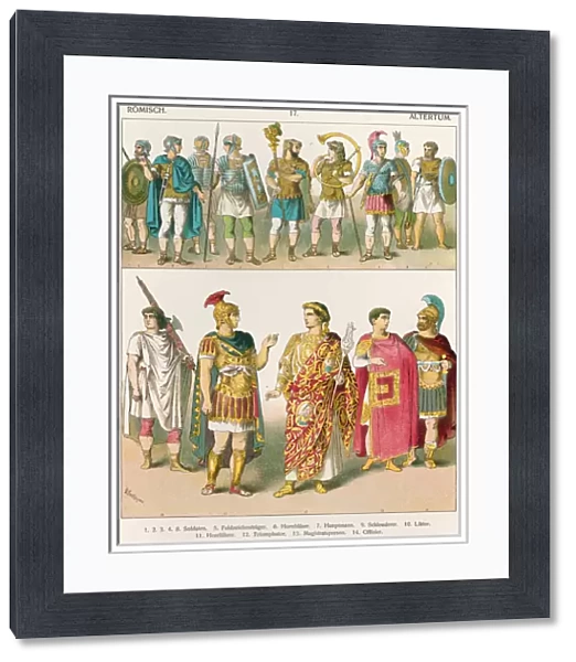 Roman Military Dress, from Trachten der Voelker, 1864 (coloured lithograph)