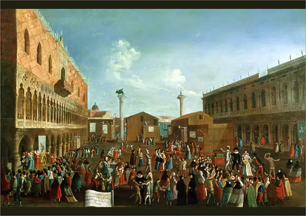 Charlatans in the Piazzetta San Marco, Venice (oil on canvas)