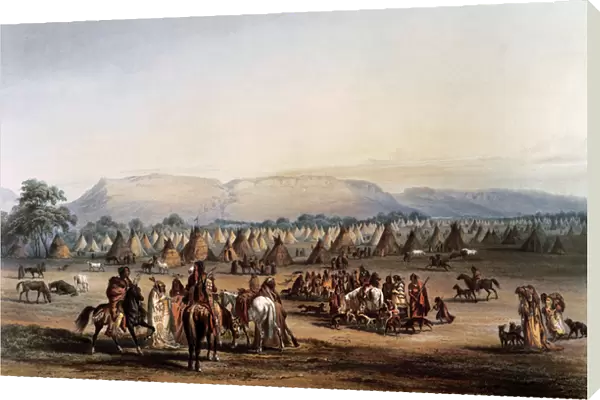Camp of Piekann Indians (colour litho)