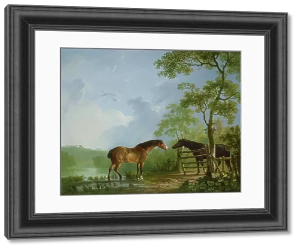 Mare and Stallion in a Landscape (oil on canvas)
