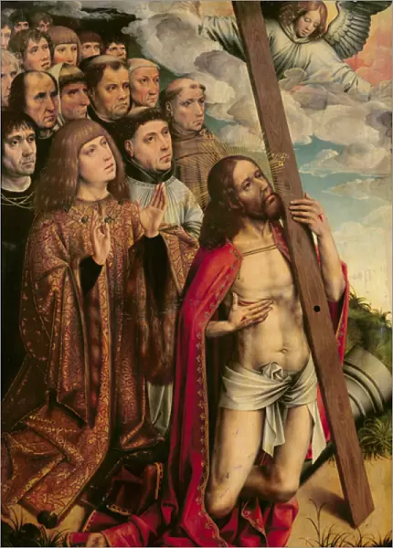 Christ the Mediator with Philip the Handsome (1478-1506) and his Entourage, left
