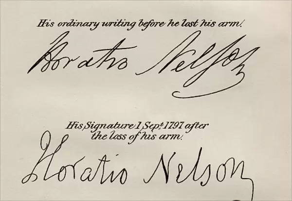 Lord Nelsons signatures, illustration from The Life of Nelson by Robert Southey