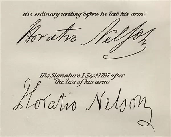 Lord Nelsons signatures, illustration from The Life of Nelson by Robert Southey