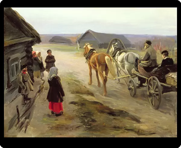 Arrival of a School-Mistress in the Country, c. 1908-14 (oil on canvas)