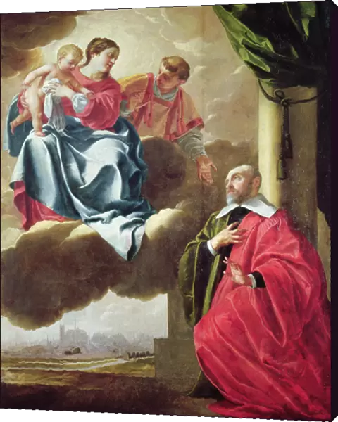 Pierre Tullier Before the Virgin and Child and St. Stephen (oil on canvas)