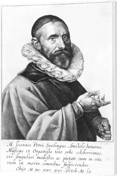 Portrait of Jan Pieterszoon Sweelinck, 1624 (b  /  w photo)