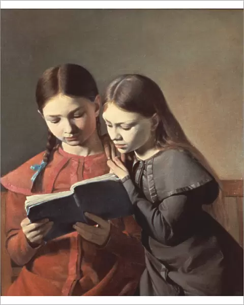 The Artists Sisters Signe and Henriette Reading a Book, 1826 (oil on canvas)
