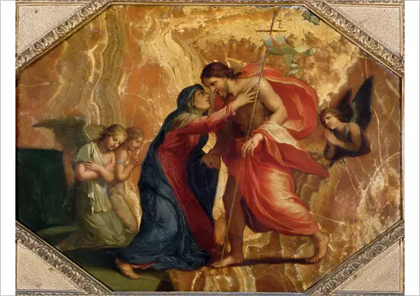 Jesus Christ Receiving the Virgin in Heaven (oil on alabaster)