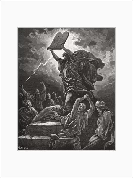 Moses Breaking the Tablets of the Law, Exodus 32: 19, illustration from Dore s