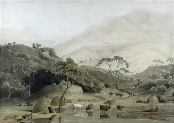 A Kaffir Village, c. 1801 (w  /  c & graphite on paper)