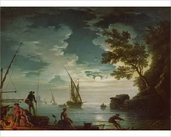 Seascape, Moonlight, 1772 (oil on canvas)