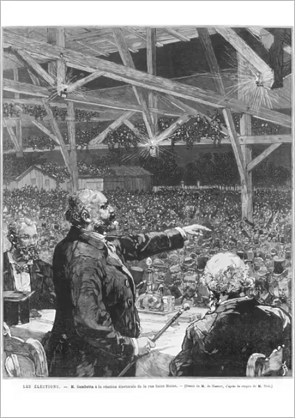 Leon Gambetta a la reunion electorale de la rue Sainte-Blaise, c. 1879 (engraving)