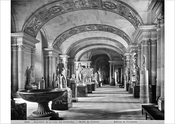 View of the Caryatids room in the Louvre Museum, c. 1900-04 (b  /  w photo)