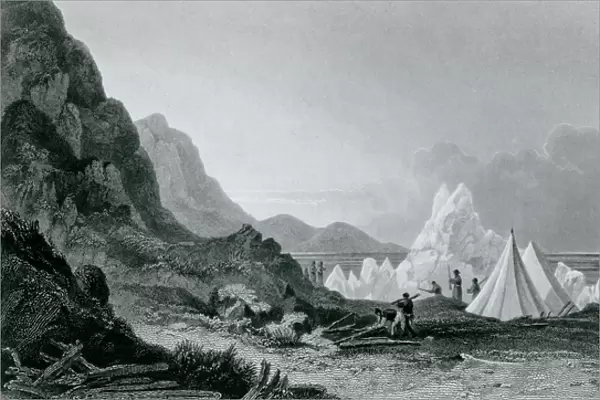 Franklins expedition first detained by the ice, 1826 (engraving)