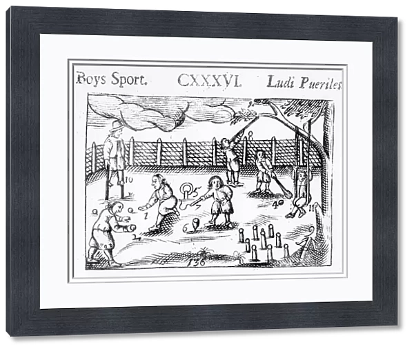 Boys sport from Orbis Sensualium Pictus, 1658 (woodcut)