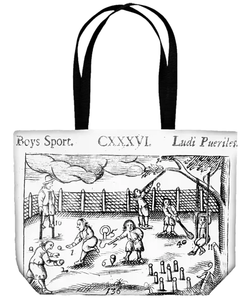 Boys sport from Orbis Sensualium Pictus, 1658 (woodcut)
