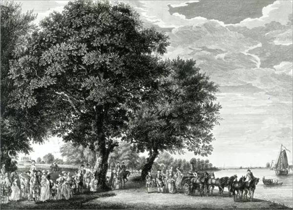 View of the North side of the Virginia river near Manour Lodge (engraving) (b  /  w photo)