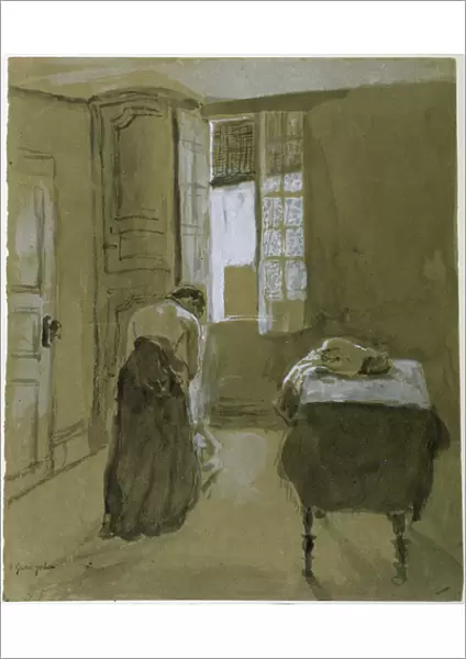 Woman Dressing, c. 1907 (wash on paper)
