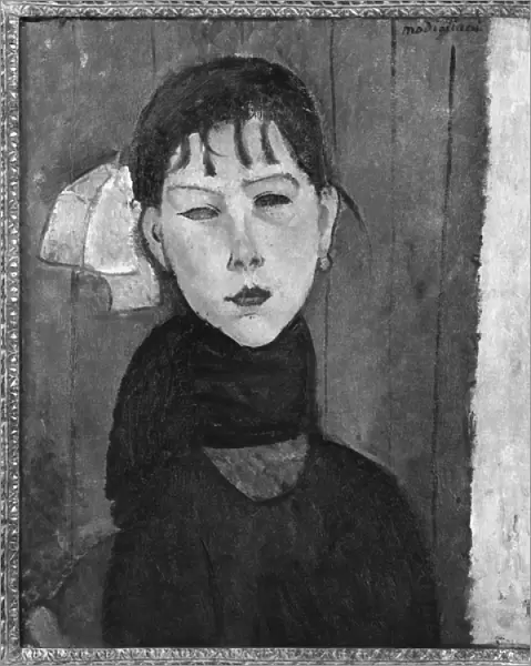 Marie, young woman of the people (oil on canvas) (b  /  w photo)