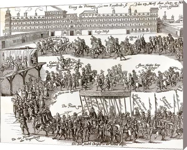 Entry of Prince Charles I into Madrid, 1623 (engraving) (b  /  w photo)