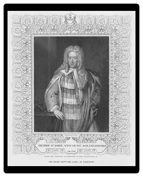 Portrait of Henry St. John Viscount Bolingbroke (engraving) (b  /  w photo)