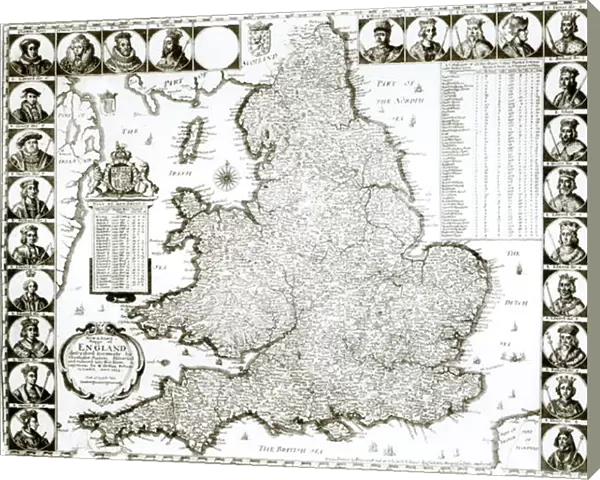 Map of England and Wales, 1644 (engraving) (b  /  w photo)