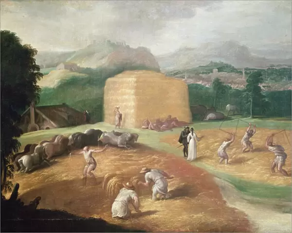 Landscape with Corn Threshers (oil on canvas)