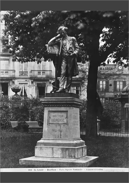 Monument to Hector Berlioz, Square Vintimille, 1884 (stone & bronze) (b  /  w photo)