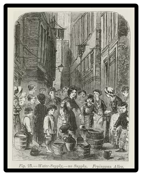 The Water supply in Fryingpan Alley, Clerkenwell, 1864 (engraving) (b  /  w photo)