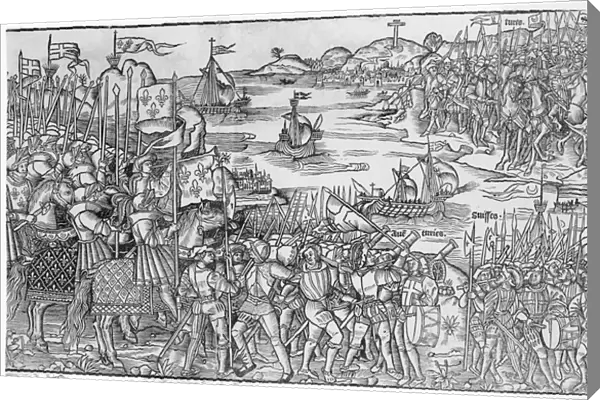 Louis IX of France disembarking at Damietta during the Seventh Crusade, from Grand
