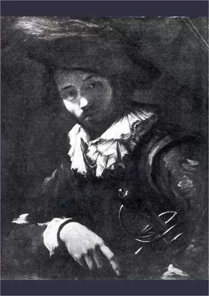 Portrait of a mercenary, 1621-25 (oil on canvas) (b  /  w photo)
