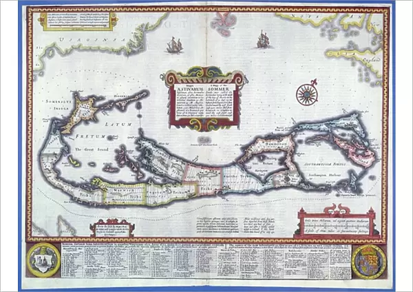 Map of Bermuda (colour engraving)