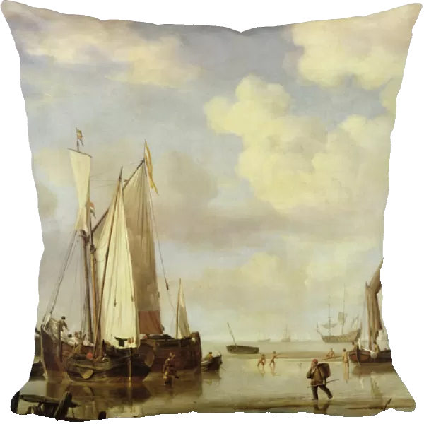Dutch Vessels Inshore and Men Bathing, 1661 (oil on canvas)
