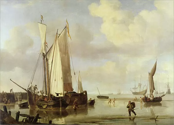 Dutch Vessels Inshore and Men Bathing, 1661 (oil on canvas)