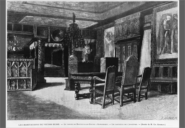 Homes of Victor Hugo, the lounge at Hauteville house in Guernsey, the armchair of the ancestor