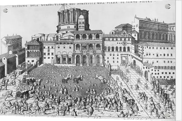 Benediction of The Pope in St. Peters Square, c. 1583 (engraving)