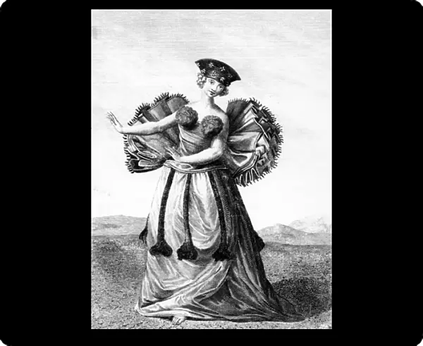 Habit of a Young Woman of Otaheite Dancing, c. 1785 (engraving)