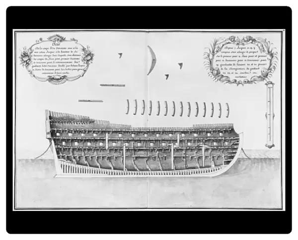 Cross-section of a launched vessel, illustration from the Atlas de Colbert