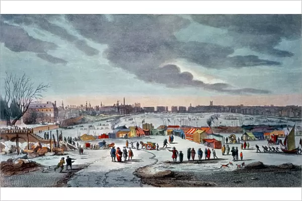 Frost Fair on the River Thames near the Temple Stairs in 1683-84, engraved by James Stow (1770-c