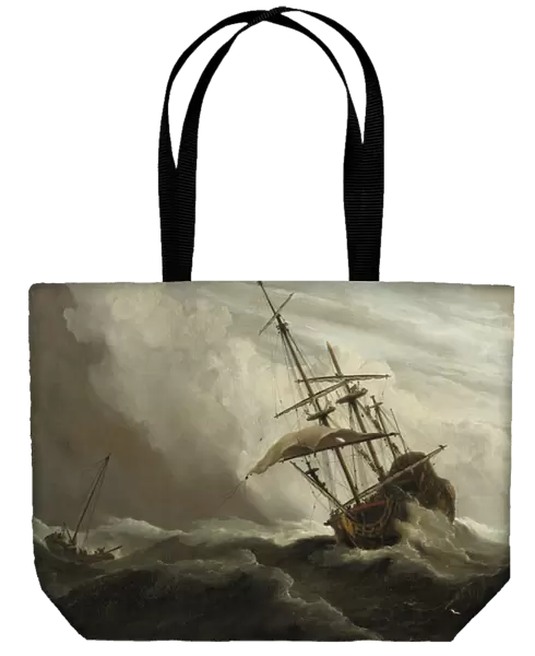 A Ship on the High Seas caught by a Squall, known as the Gust, 1680 (oil