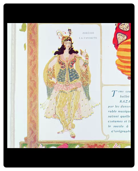 Zobeide, the favourite concubine and leader of the harem of Shariar, costume design