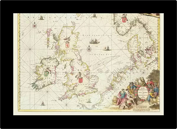 Map of the North Sea, c. 1675 (hand coloured engraving)