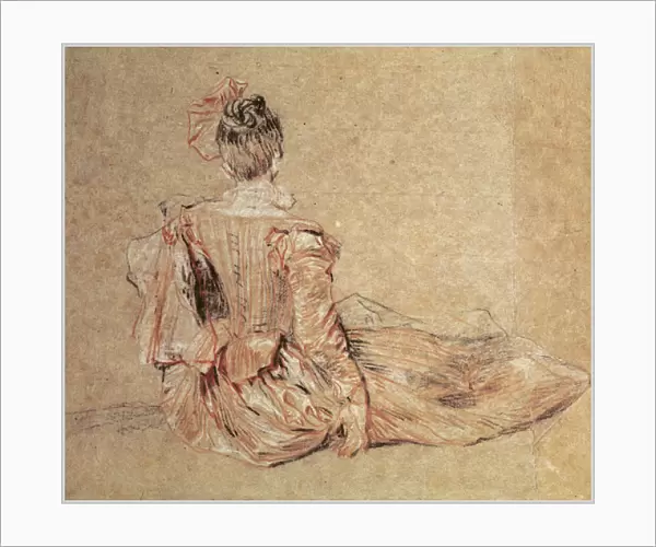 Study of a woman seen from the back, 1716-18 (chalk on paper)