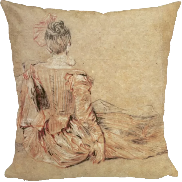 Study of a woman seen from the back, 1716-18 (chalk on paper)