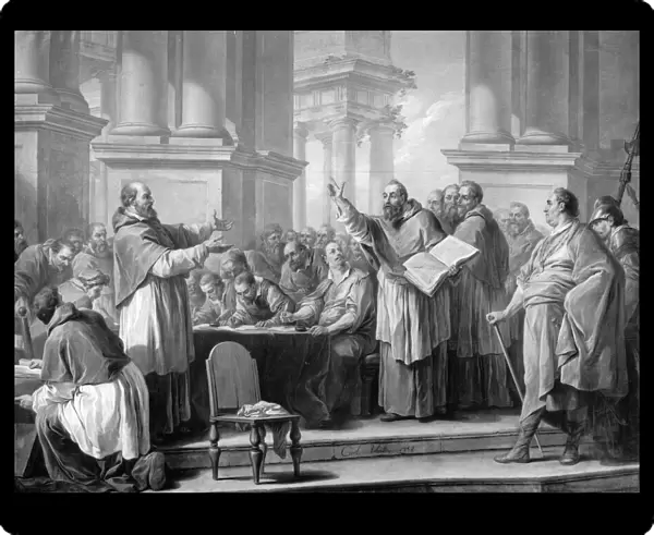Meeting of St. Augustine and the Donatists (oil on canvas) (b  /  w photo)