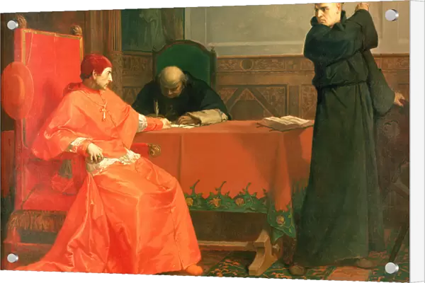 Luther in front of Cardinal Cajetan during the controversy of his 95 Theses, 1870