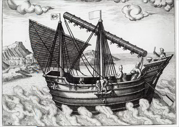 A Chinese Junk, illustration from Jan Huyghen van Linschoten, His Discourse